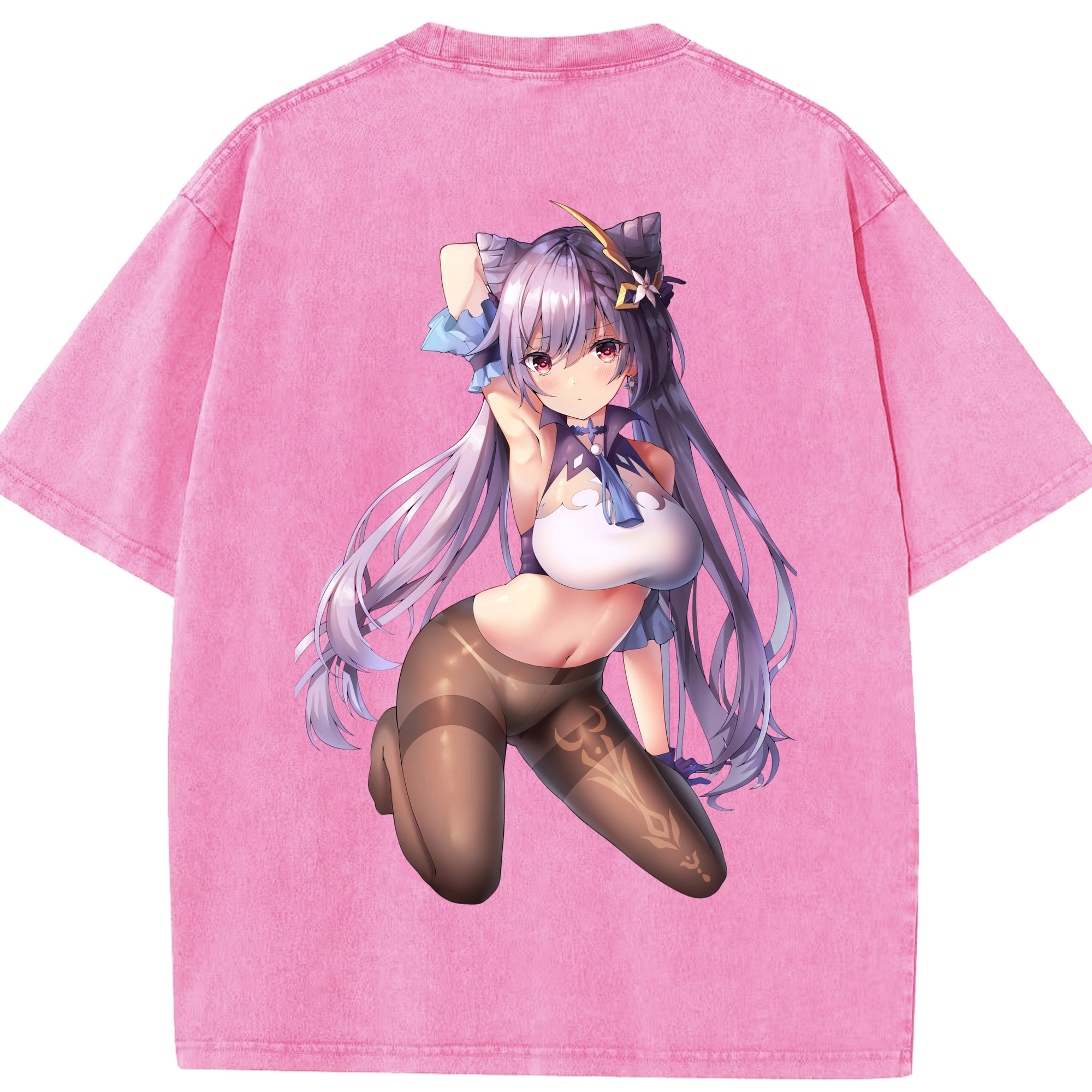げんし神 刻晴 こくせい genshin Kokusei 綿100% ヴィンテージ風 半袖Tシャツ（背面プリント）